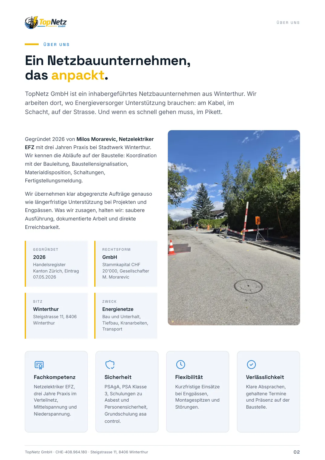 Seite 2 der Broschüre: das Unternehmen TopNetz GmbH